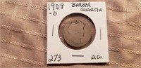 1909O Barber Quarter AG KEY DATE
