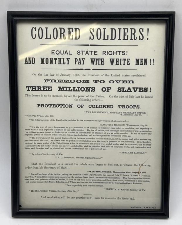 (GH) Circular Entitled Colored Soldiers! Equal