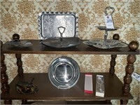 Tiered Serving Trays, & Silver Plated Relish Dish