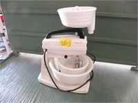 VINTAGE MIXER W/ MILK GLASS BOWLS AND JUICER