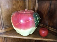 vintage apple cookie jar wood apple deco
