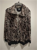 Velvety soft leopard print plus size jacket 2X