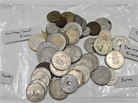 Denmark,Swiss,Netherlands,Euros Currency Coins