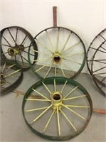 Antique pair of steel wheels approximately 31