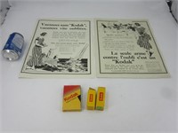 2 publicités Kodak 1925 + snapshot+ films