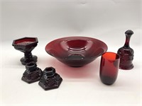 Assortment of Red Glassware