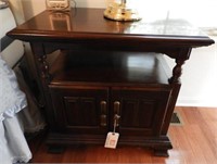 Pair of Cherry two door open face end tables