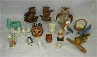Group of Owl & Bird Figurines and Pottery