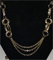 Long Gold Chain and Link Necklace