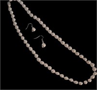 Pearl Necklace with Earrings Set
