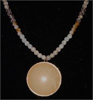Peach Moonstone Long Beaded Necklace