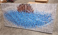 Large Blue Flower Canvas Wall Art 24" x 48"