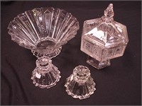 Three pieces of crystal: 9" center bowl with