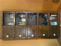 Wood Display Cabinet. 5 Sliding Doors. No Contents