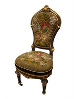 French Victorian tapestry beaded side chair