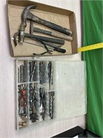 Box with Hammers and more and box of drill bits