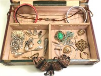 Group of Nice Jewelry in Beautiful Antique Box