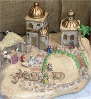1983; Hand Painted Ceramic Nativity Scene