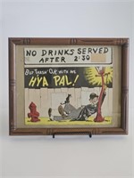 VTG WOOD FRAMED SIGN-NO DRINKS SERVED AFTER 2:30