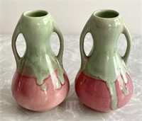 Pair of Metlox Pottery drip glaze vases