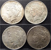 (4) 1922 Peace Silver Dollar
