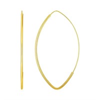 14k Gold Polished Long Marquise Motif Earrings