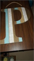 Wooden "P" sign