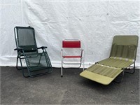 2 Chaise Lounges & Alum. Folding Chair