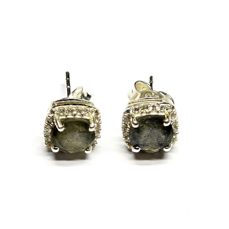 Silver Labradorite Cz(1.9ct) Earrings