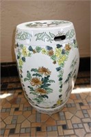 CHINESE STYLE GARDEN STOOL CERAMIC W/FLOWERS AND