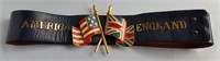 American & England Leather Belt with Flags