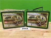 Old Metal John Deere Lunch Box lot of 2