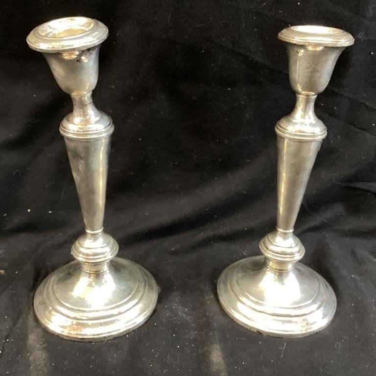 PAIR OF GORHAM WEIGHTED STERLING SILVER CANDLE