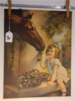 Vintage Poster "In Clover" Girl w/ Horse