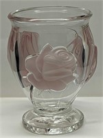 Vintage Teleflora Clear Glass Vase With Frosted Ro
