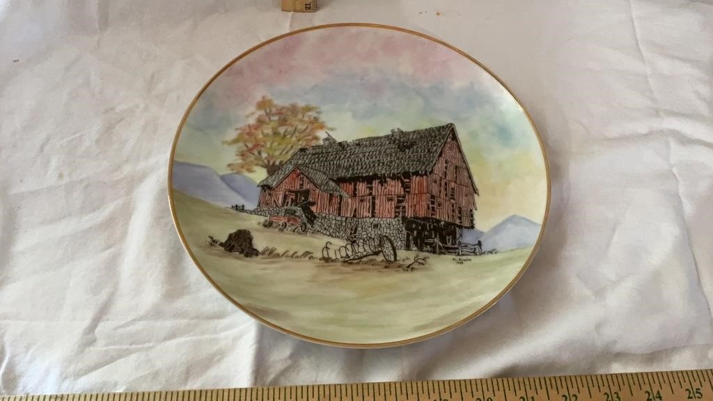 Barn Scene Painted Plate PL Bowlin