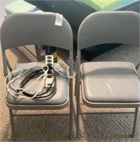 2 folding chairs, ext cord & multi plug