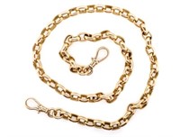 9ct yellow gold 6.5mm oval belcher fob chain