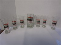 Budweiser mug & 6 pilsner glasses "Clydesdales"