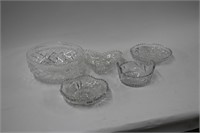 LOT OF 5 PRESSED GLASS DISHES