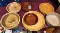 7-pcs handmade wooden ware bowls plate dish