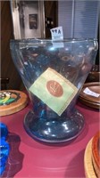 Tiara blown glass pale aqua vase 7-1/2’’ h