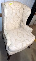 WINGBACK  CLOTH UPHOLSTERED  CHAIR, GOOD