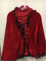RED VELVET CAPE WITH HOOD SMALL
