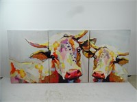3-Panel Printed Canvas Cow Wall Art (16" x 11.75"