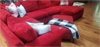 Red Corduroy couch, 12 foot by 8 foot. Pillows