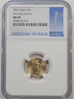 2022 $5 Gold Eagle, First Day Issue