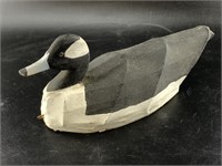Hand made canvas bound antique duck decoy, 11"
