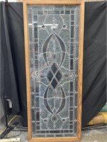 Beveled Textured Leaded Glass Window In Wood