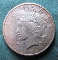 1924 U.S. PEACE SILVER DOLLAR COIN